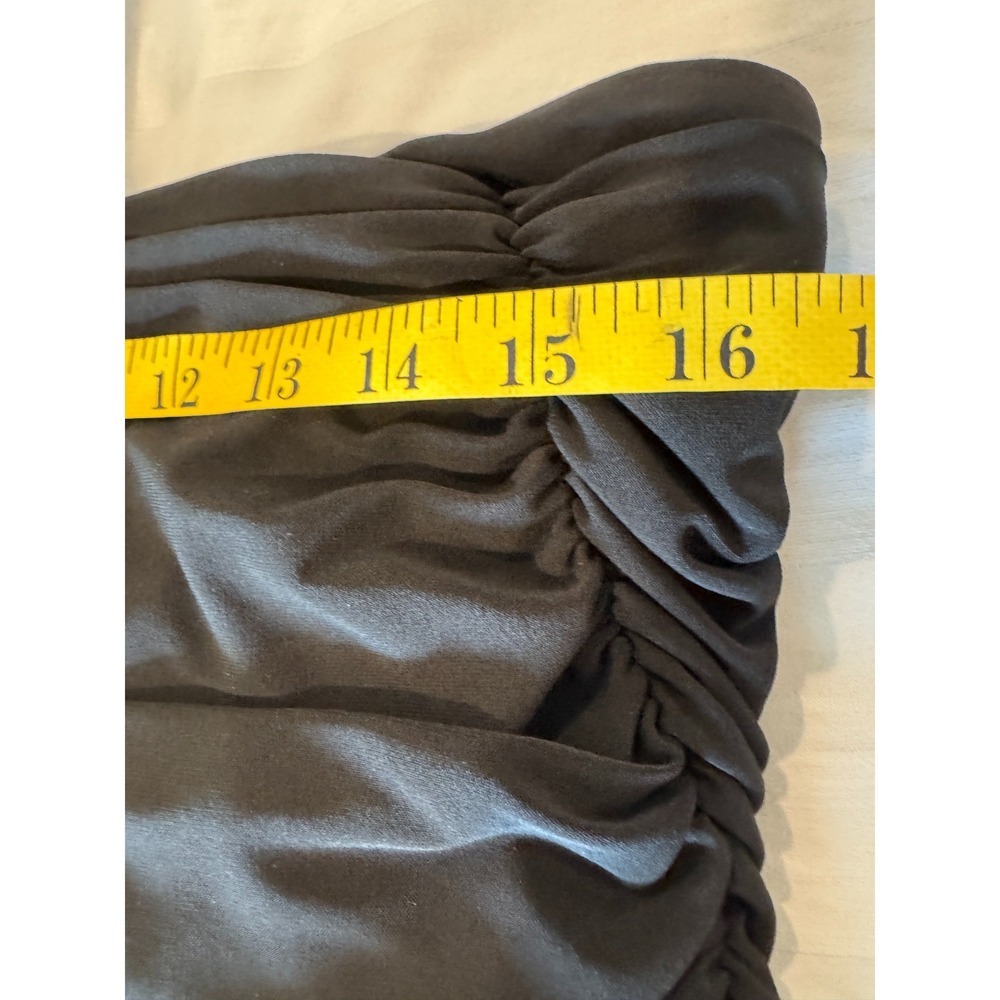 Vintage XSCAPE by Joanna Chen Black Ruched Evening Formal Gown Open Back size 12 - Picture 9 of 9